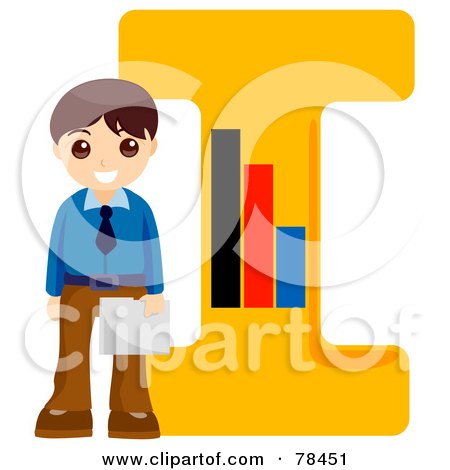 Royalty-Free (RF) Clipart Illustration of an Alphabet Kid Letter I With A Businessman by BNP Design Studio