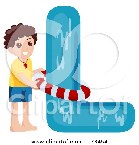 Royalty-Free (RF) Clipart Illustration of an Alphabet Kid Letter L With A Lifeguard by BNP Design Studio