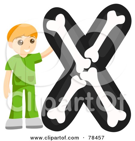 Royalty-Free (RF) Clipart Illustration of an Alphabet Kid Letter X With An X Ray Texchnician by BNP Design Studio