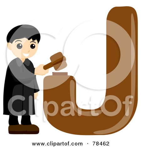 Royalty-Free (RF) Clipart Illustration of an Alphabet Kid Letter J With A Judge by BNP Design Studio