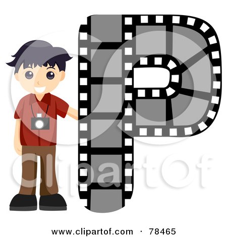 Royalty-Free (RF) Clipart Illustration of an Alphabet Kid Letter P With A Photographer by BNP Design Studio
