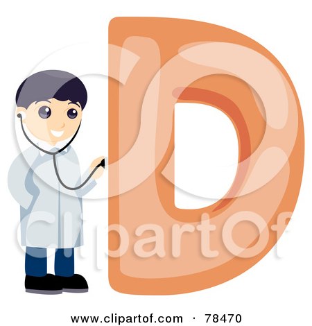 Royalty-Free (RF) Clipart Illustration of an Alphabet Kid Letter D With A Doctor by BNP Design Studio