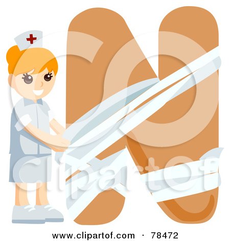 Royalty-Free (RF) Clipart Illustration of an Alphabet Kid Letter N With A Nurse by BNP Design Studio