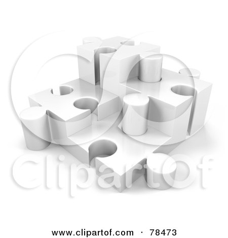 Royalty-Free (RF) Clipart Illustration of a 3d White Puzzle With Four White Pieces Of Different Height by Leo Blanchette