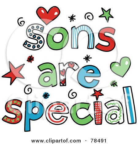Royalty-Free (RF) Clipart Illustration of Colorful Sons Are Special Words by Prawny