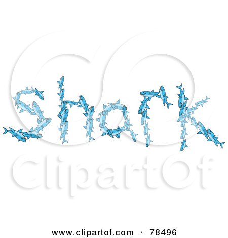 Royalty-Free (RF) Clipart Illustration of The Word Shark Formed With Blue Sharks by Prawny