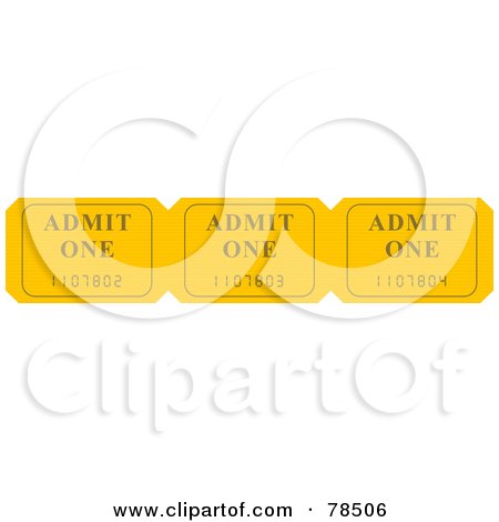 Royalty-Free (RF) Clipart Illustration of a Yellow Admit One Ticket Strip by Prawny