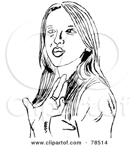 Royalty-Free (RF) Clipart Illustration of a Black And White Waving Woman by Prawny