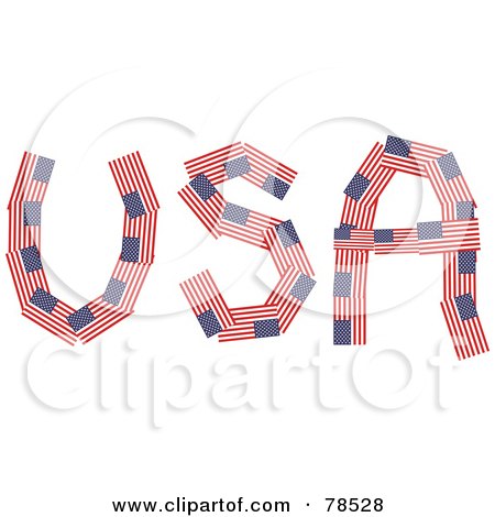 Royalty-Free (RF) Clipart Illustration of The Word USA Formed With American Flags by Prawny