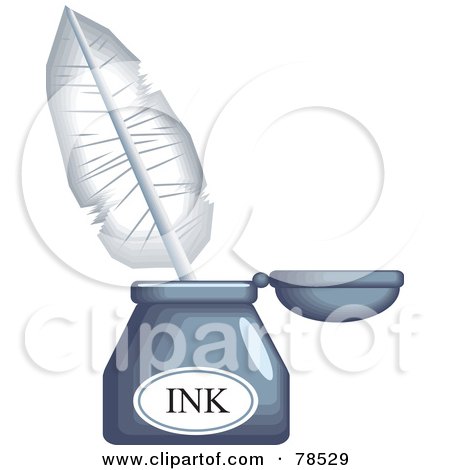 Royalty-Free (RF) Clipart Illustration of a White Quill In An Ink Well by Prawny