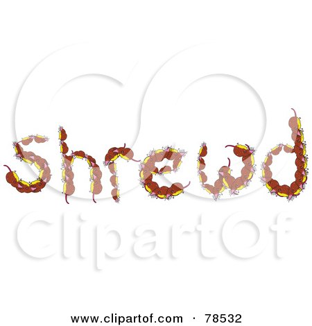 Royalty-Free (RF) Clipart Illustration of The Word Shrewd Formed With Brown Shrewds by Prawny