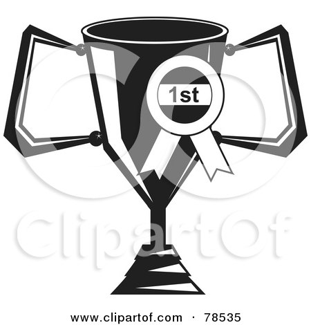 Royalty-Free (RF) Clipart Illustration of a Black And White First Place Trophy Cup by Prawny