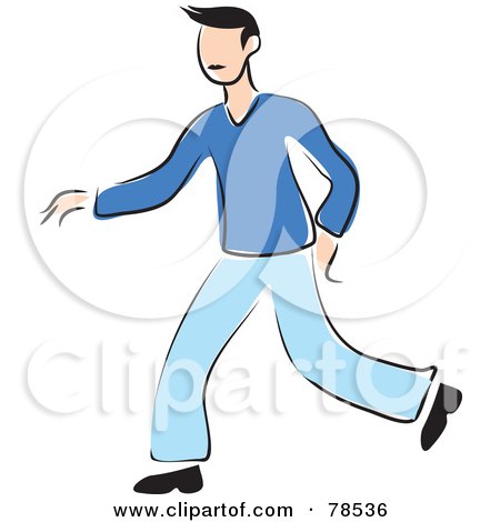 Royalty-Free (RF) Clipart Illustration of a Walking Man Dressed In Blue by Prawny