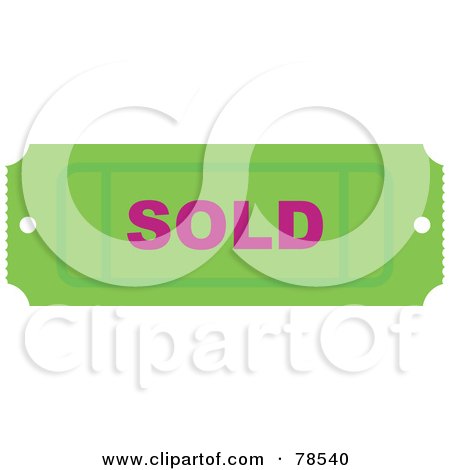 Royalty-Free (RF) Clipart Illustration of a Green Sold Ticket Stub by Prawny