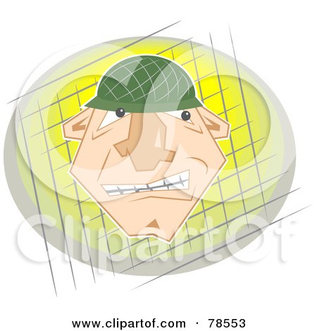 Royalty-Free (RF) Clipart Illustration of a Tough Soldier Face by Prawny