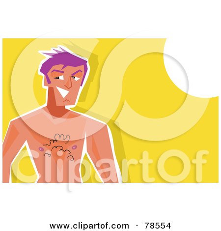 Royalty-Free (RF) Clipart Illustration of a Pink Haired Man With A Sun Tan, Over A Sunny Background by Prawny