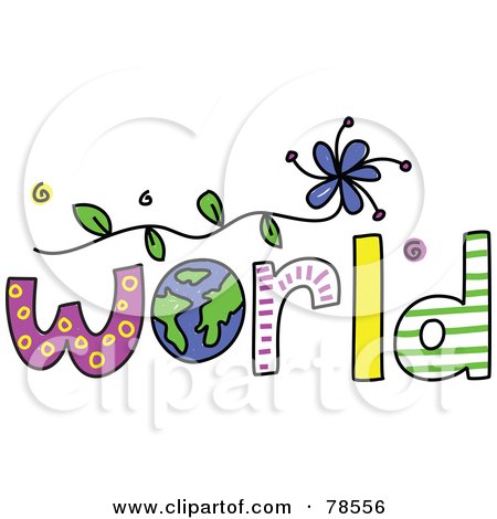 Royalty-Free (RF) Clipart Illustration of The Colorful Word World With The Earth As The O by Prawny