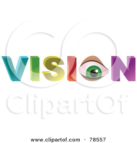 Royalty-Free (RF) Clipart Illustration of a 3d Word Vision With An Eye As The O by Prawny