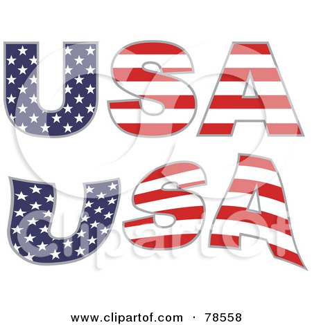 Royalty-Free (RF) Clipart Illustration of a Digital Collage Of Straight And Wavy Usa Made Of American Flags by Prawny