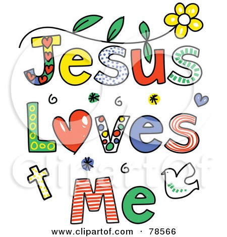 Royalty-Free (RF) Clipart Illustration of Colorful Jesus Loves Me Words by Prawny