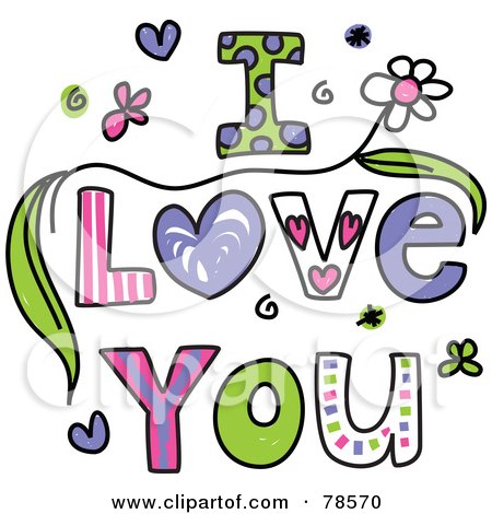 Royalty-Free (RF) Clipart Illustration of Colorful I Love You Words by Prawny