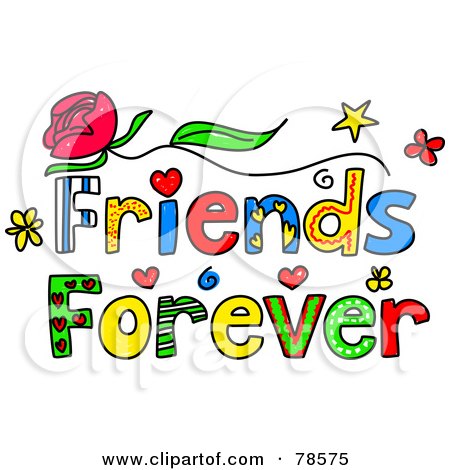 Royalty-Free (RF) Clipart Illustration of Colorful Friends Forever Words by Prawny
