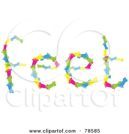 Royalty-Free (RF) Clipart Illustration of The Word Feet Formed With Colorful Feet by Prawny