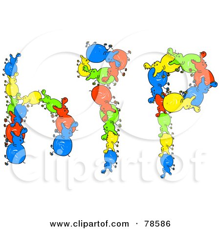 Royalty-Free (RF) Clipart Illustration of The Word Hip Formed With Colorful Hippos by Prawny