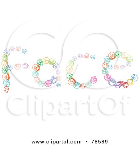 Royalty-Free (RF) Clipart Illustration of The Word Face Formed With Colorful Faces by Prawny