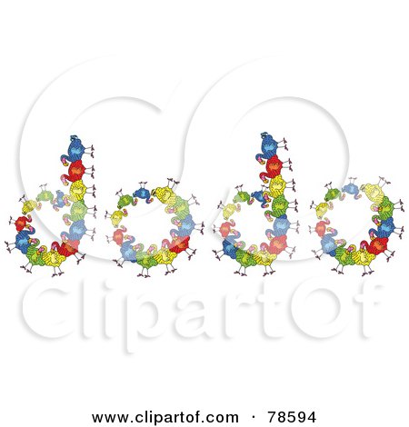 Royalty-Free (RF) Clipart Illustration of The Word Dodo Formed With Colorful Dodo Birds by Prawny