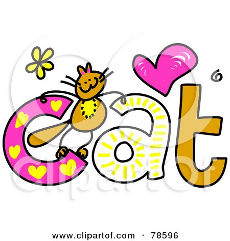 Royalty-Free (RF) Clipart Illustration of a Cute Kitty On The Word Cat by Prawny