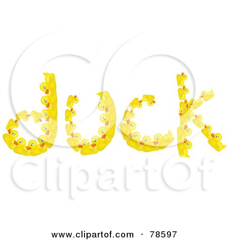 Royalty-Free (RF) Clipart Illustration of The Word Duck Formed With Yellow Ducks by Prawny