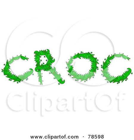 Royalty-Free (RF) Clipart Illustration of The Word Croc Formed Of Green Crocodiles by Prawny