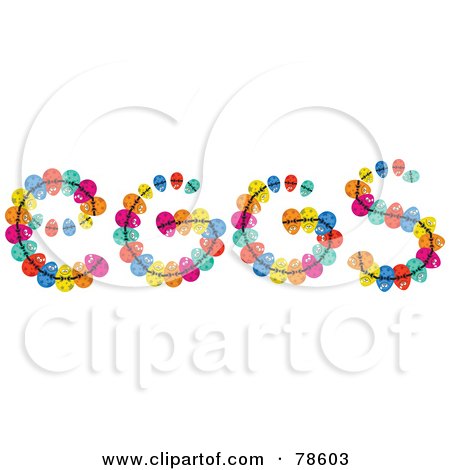 Royalty-Free (RF) Clipart Illustration of The Word Eggs Formed With Colorful Eggs by Prawny