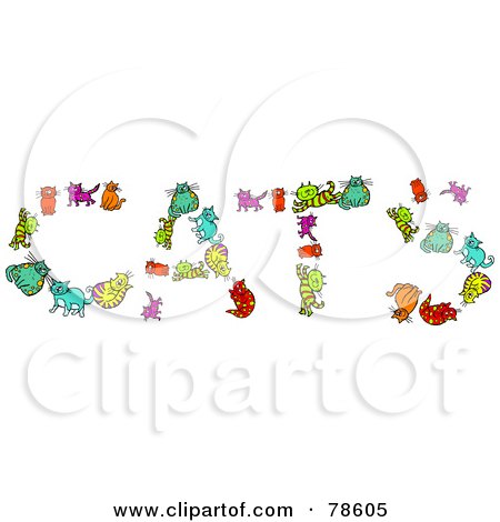Royalty-Free (RF) Clipart Illustration of Colorful Kitties Forming The Word Cats by Prawny