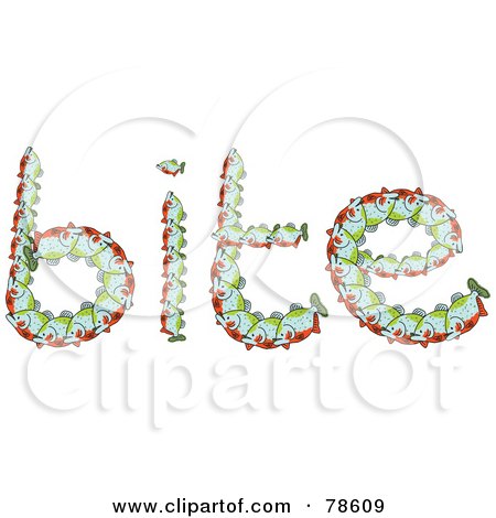 Royalty-Free (RF) Clipart Illustration of The Word Bite Created Of Fish by Prawny