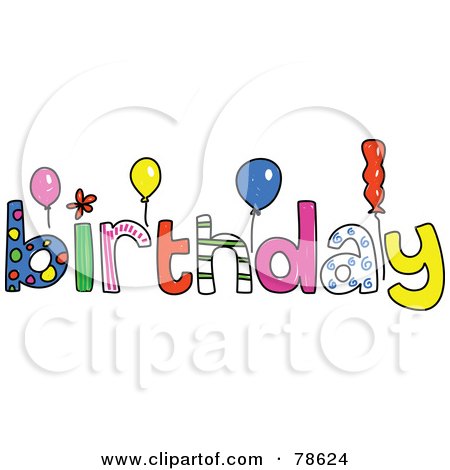 Royalty-Free (RF) Clip Art Illustration of a Colorful Birthday Word With Balloons by Prawny
