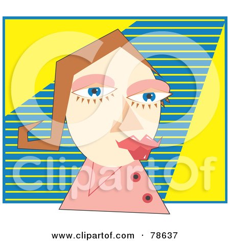 Royalty-Free (RF) Clipart Illustration of an Abstract Woman Over Blue And Yellow by Prawny