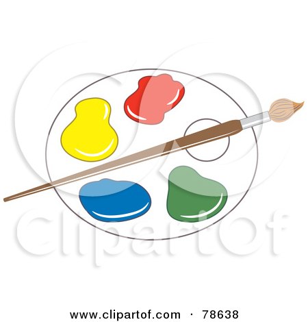 Royalty-Free (RF) Clipart Illustration of a Paintbrush Resting On An Artists Paint Palette by Prawny