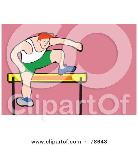 Royalty-Free (RF) Clipart Illustration of a Track Runner Leaping A Hurdle by Prawny