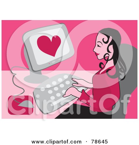 Royalty-Free (RF) Clipart Illustration of a Pretty Woman Internet Dating by Prawny