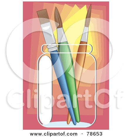 Royalty-Free (RF) Clipart Illustration of Paintbrushes In A Glass Jar  by Prawny