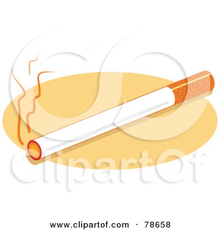 Royalty-Free (RF) Clipart Illustration of a Burning Cigarette On A Beige Oval by Prawny