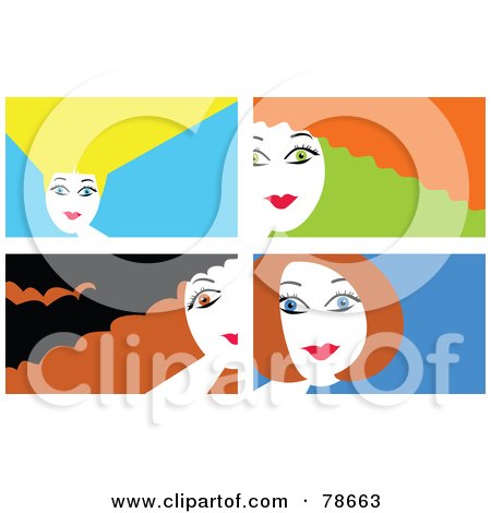 Royalty-Free (RF) Clipart Illustration of a Digital Collage Of Four Women With Modern Hair by Prawny