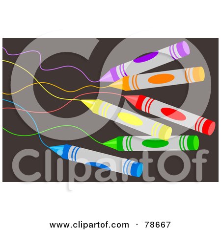 Royalty-Free (RF) Clipart Illustration of Scribbling Purple, Orange, Red, Yellow, Green And Blue Crayons On Brown by Prawny