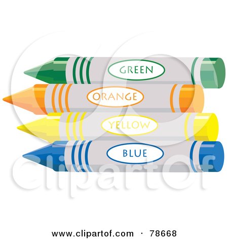 Royalty-Free (RF) Clipart Illustration of Green, Orange, Yellow And Blue Crayons by Prawny