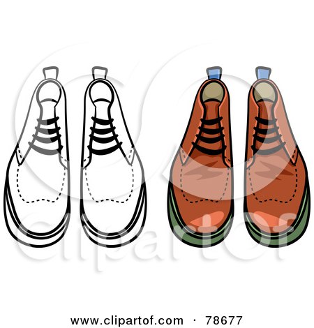 Royalty-Free (RF) Clipart Illustration of a Digital Collage Of Mens Leather Boots With A Black Outline by Prawny