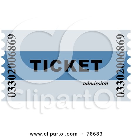 Royalty-Free (RF) Clipart Illustration of a Two Toned Blue Admission Ticket by Prawny