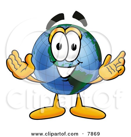Clipart Picture of a World Earth Globe Mascot Cartoon Character With Welcoming Open Arms by Mascot Junction