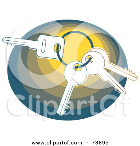 Royalty-Free (RF) Clipart Illustration of a Ring Of Three Keys On A Gradient Oval by Prawny